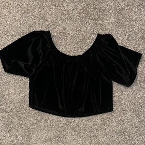 Missguided Black Velvet Crop Top